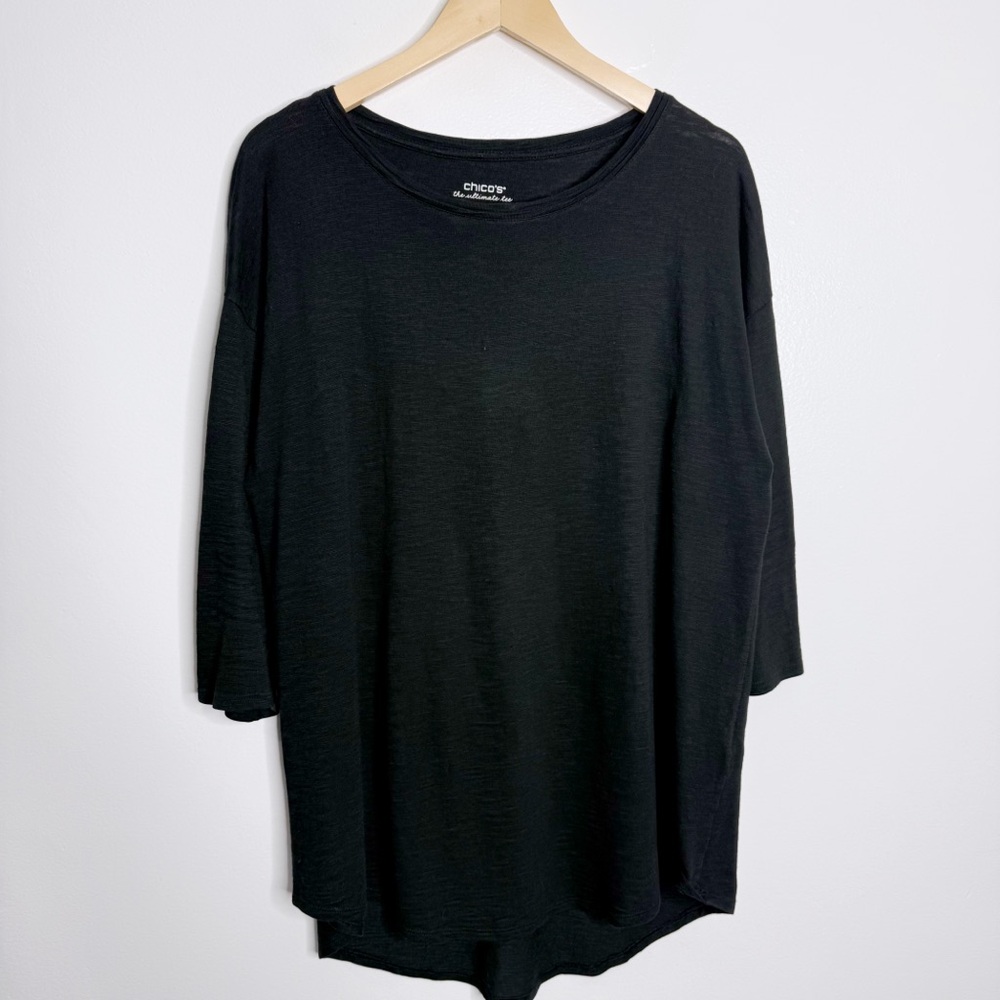 Chico's Cotton-Blend Slub Drop-Shoulder Tunic Black‎ Large Chico's 2 Workwear
